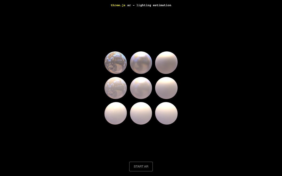 Screenshot of three.js AR Lighting Estimation